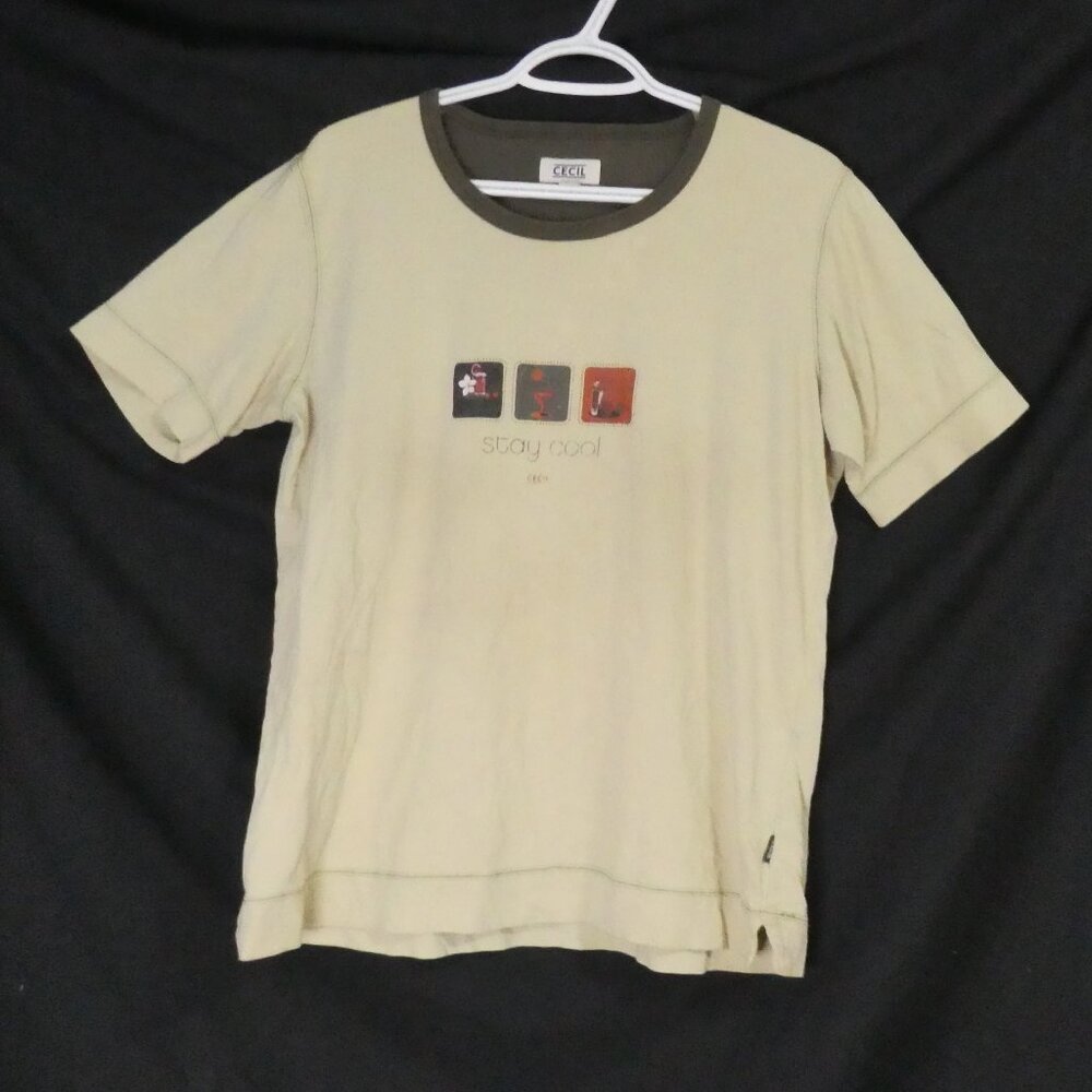 CECIL | large | Men's Short Sleeve Stay Cool Print Cotton T-Shirt | EUC